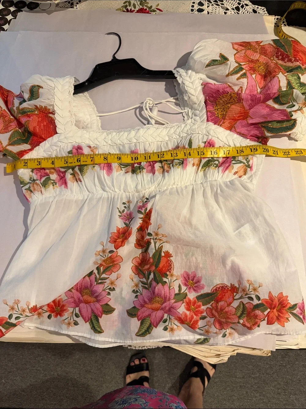 Farm Rio Summer Fruit Off-White Organic Cotton Blouse (NWT) size Large